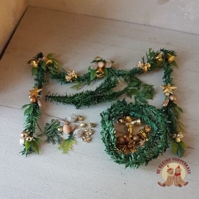 DIY zelfmaakpakket miniatuur kerstguirlande voor poppenhuis - 1:12