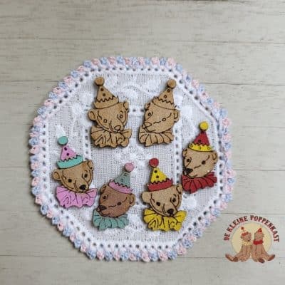 DIY set van 2 losse houten berenkopjes (20 mm) -1:12