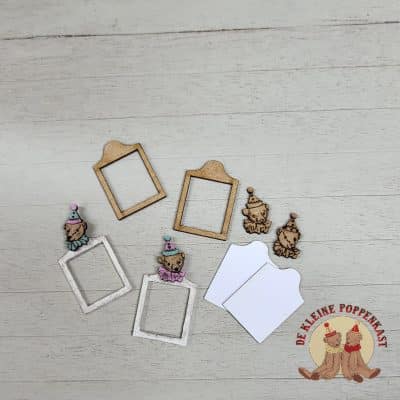 DIY set van 2 fotolijstjes met berenkopje - 1:12