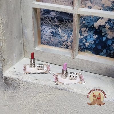 Miniatuur lipstick - zilverkleurig - 1:12