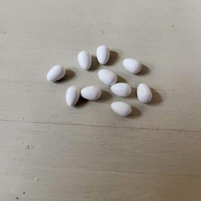 Set van tien houten witte miniatuureieren 1:12