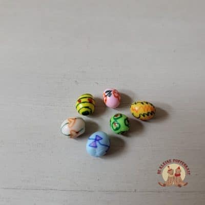 Set van zes handbeschilderde paaseieren 1:12
