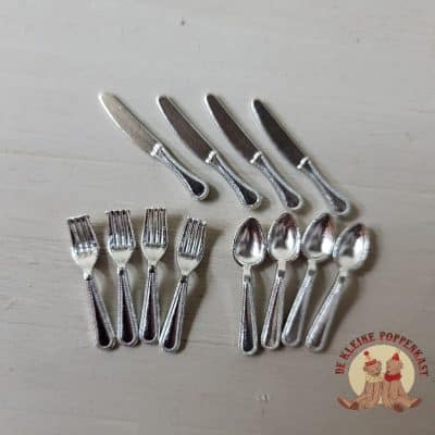 Zilverkleurig bestek - miniatuur 1:12