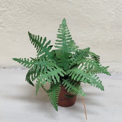 Handgemaakte miniatuur varen in terracotta pot voor poppenhuis - 1:12